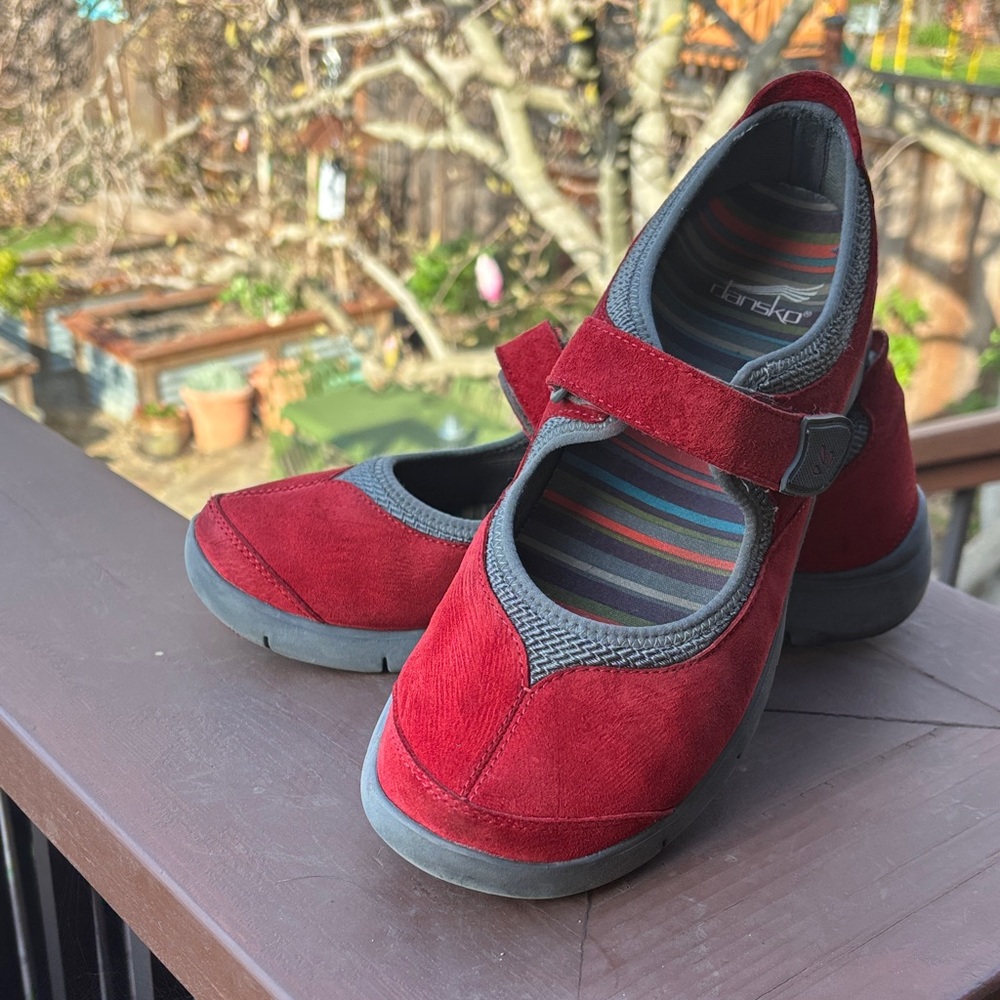 Dansko Women's Red and Gray Mary Jane Flats